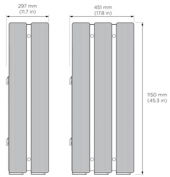 Tesla Powerwall Stack Kit Abmessung