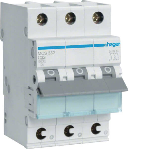 Hager MCB C32A, 3-pole, 6kA