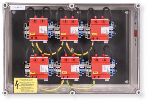 enwitec overvoltage protection DC types I+II, 6 MPPT, terminals