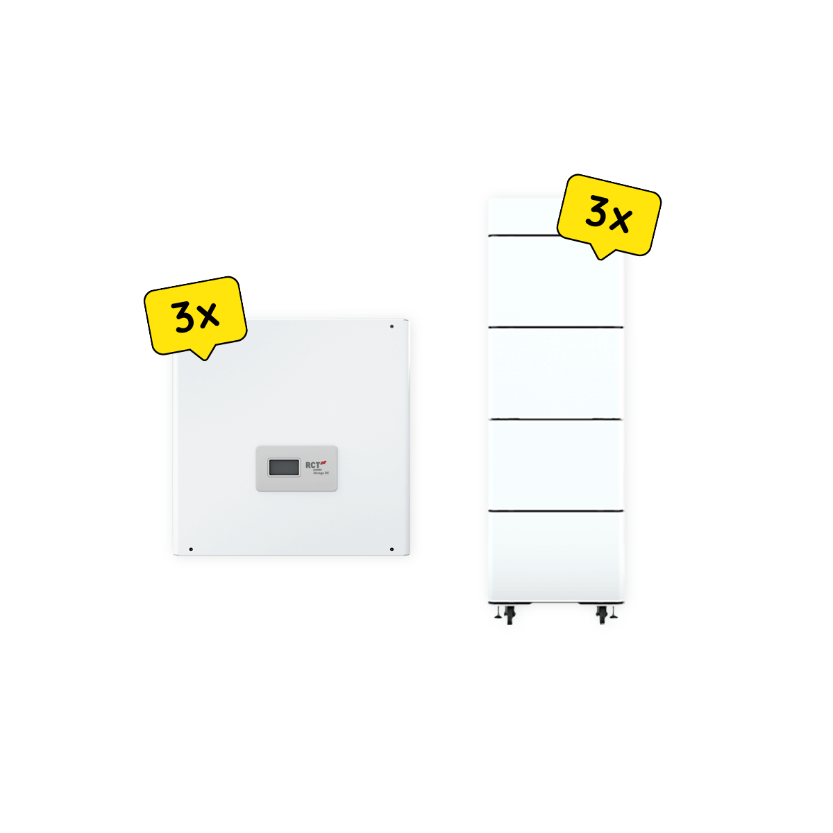 3 x RCT Power Battery 7.6-2 mit RCT Power Storage DC 10.0 & 8.0 & 6