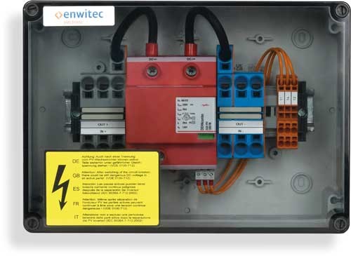 enwitec overvoltage protection DC types I+II, 1 MPP, terminals, 3 x IN/OUT, 20A
